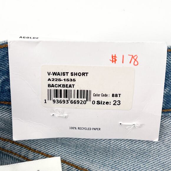 AGOLDE NWT V-Waist Denim Shorts Backbeat Wash Size 23 - Picture 4 of 7
